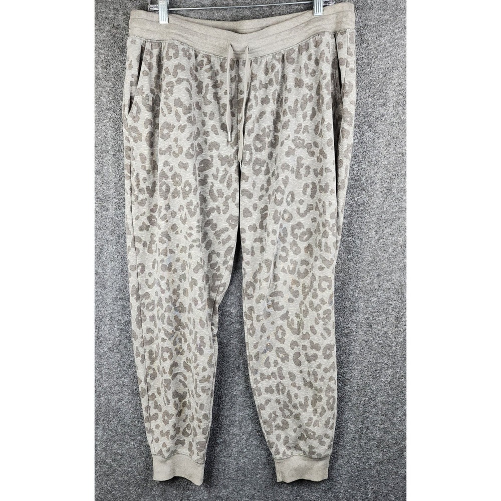 Old Navy Joggers Womens XL Gray Leopard Print Pockets Drawstring EUC